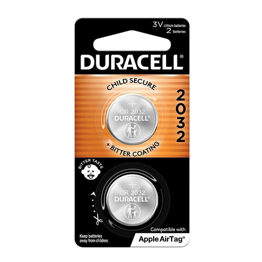 Duracell CR2032 3V lithium coin batteries, 2-pack