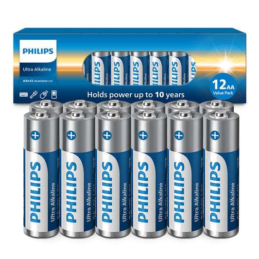 Philips AA alkaline batteries, 12-pack