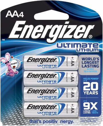 Energizer Ultimate Lithium AA batteries, 4-pack